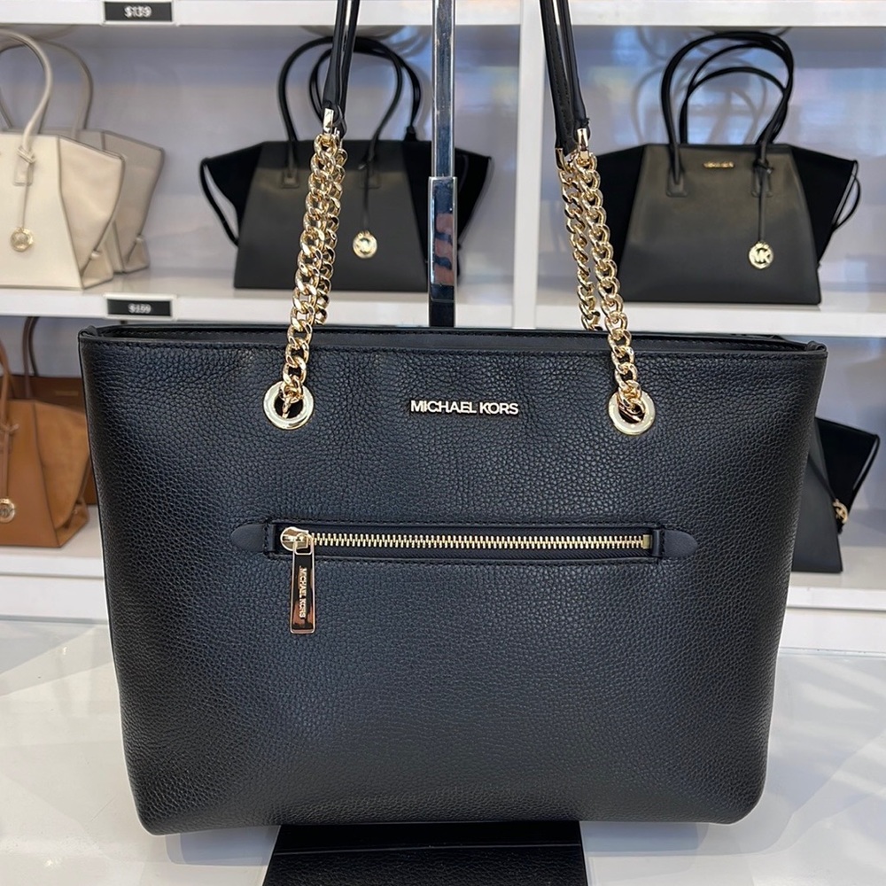 MICHAEL KORS
Jet Set Medium Front Zip Pebbled Leather Chain Tote Bag
Black - Picture 13 of 16